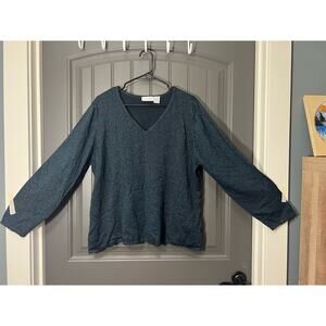 Jaclyn Smith Dark Green Shimmery V-Neck Sweater Size 2x